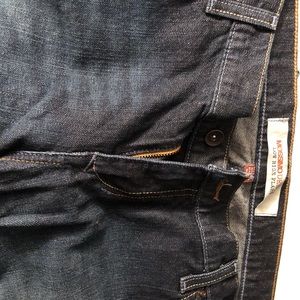 Dark wash low rise flare jeans